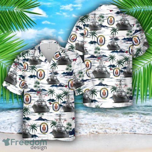 US Navy USS Ramage (DDG-61) Hawaiian Shirt Summer Beach Shirt Product Photo 1