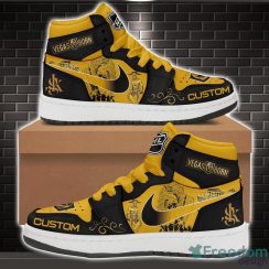 Vegas Golden Knight NHL Air Jordan 1 High Top Custom Name Shoes Black Yellow