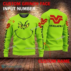 Versatile Tractor Grinch Face 3D Hoodie, Zip Hoodie Green AOP Custom Number And Name - Versatile Tractor Grinch Face 3D Sweater