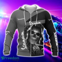 Vespa All Over Printed Skull T-Shirt Sweatshirt Hoodie Bomber Jacket For Car Lover Product Photo 2
