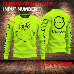 Volvo Car Racing Grinch Face 3D Hoodie, Zip Hoodie Green AOP Custom Number And Name - Volvo Car Racing Grinch Face 3D Sweater