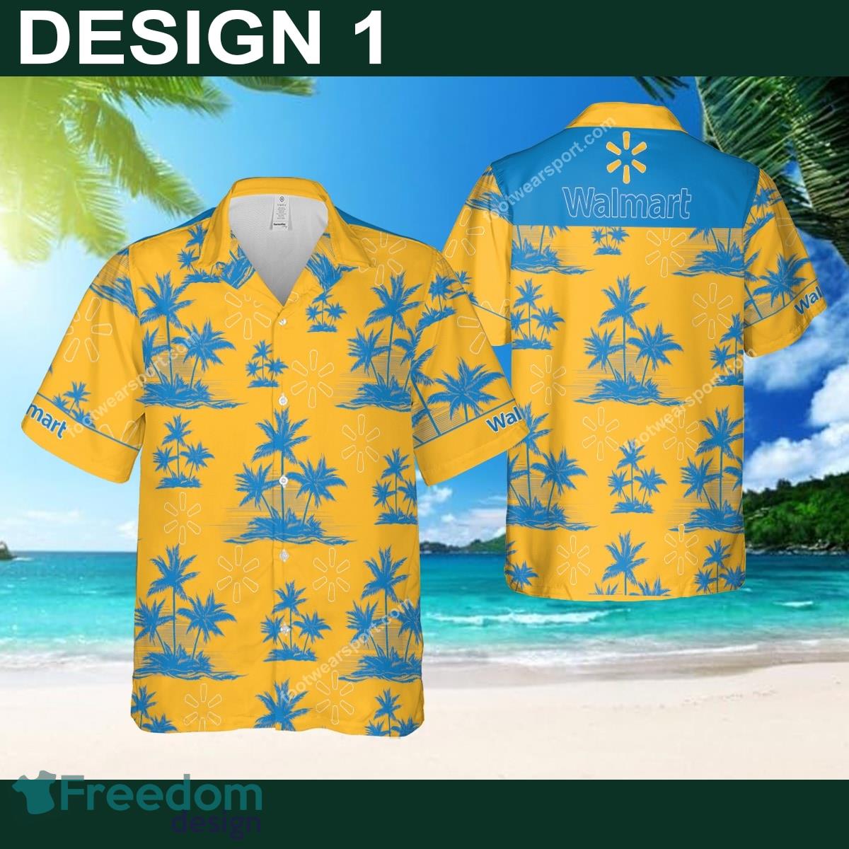 WALMART Plus Size Logo Beach Hawaiian Shirt Coconut Tree Pattern For Summer - Brand Style 1 WALMART Hawaiian Shirt Coconut Tree Pattern