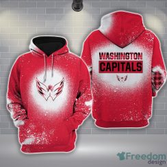 Washington Capitals Plaid Bleached 3D Hoodie All Over Printed For Men And Women