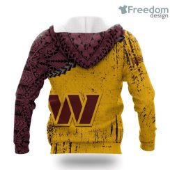 Washington Commanders Grunge Polynesian Tattoo NFL Hoodie 3D All Over Print Keep Warm For Men And Women Product Photo 2