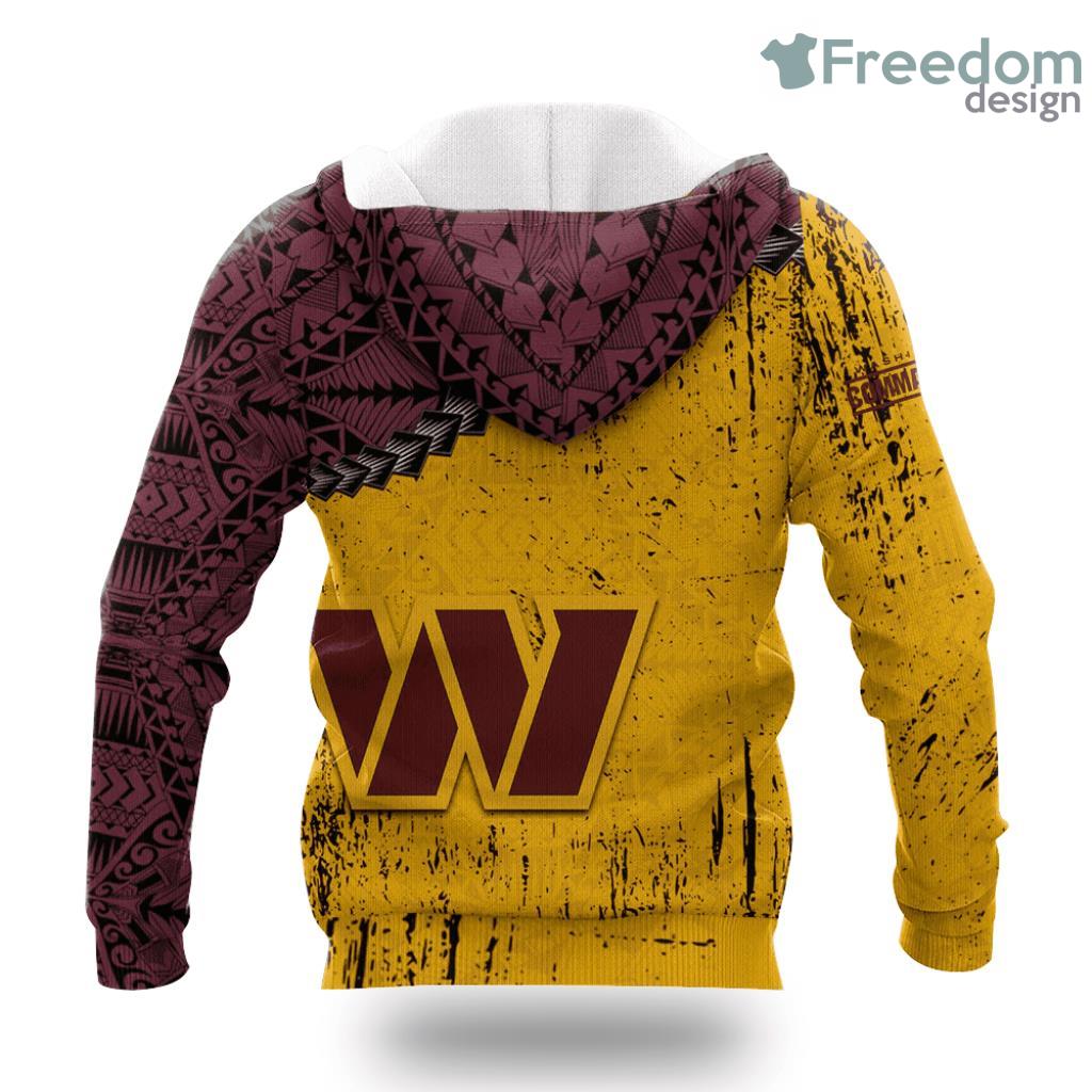 Washington Commanders Grunge Polynesian Tattoo NFL Hoodie 3D All Over Print Keep Warm For Men And Women image Washington Commanders Grunge Polynesian Tattoo NFL Hoodie 3D All Over Print Keep Warm For Men And Women Product Photo 2