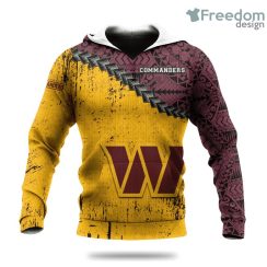Washington Commanders Grunge Polynesian Tattoo NFL Hoodie 3D All Over Print Keep Warm For Men And Women