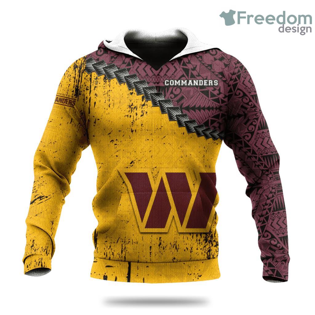 Washington Commanders Grunge Polynesian Tattoo NFL Hoodie 3D All Over Print Keep Warm For Men And Women image Washington Commanders Grunge Polynesian Tattoo NFL Hoodie 3D All Over Print Keep Warm For Men And Women Product Photo 1