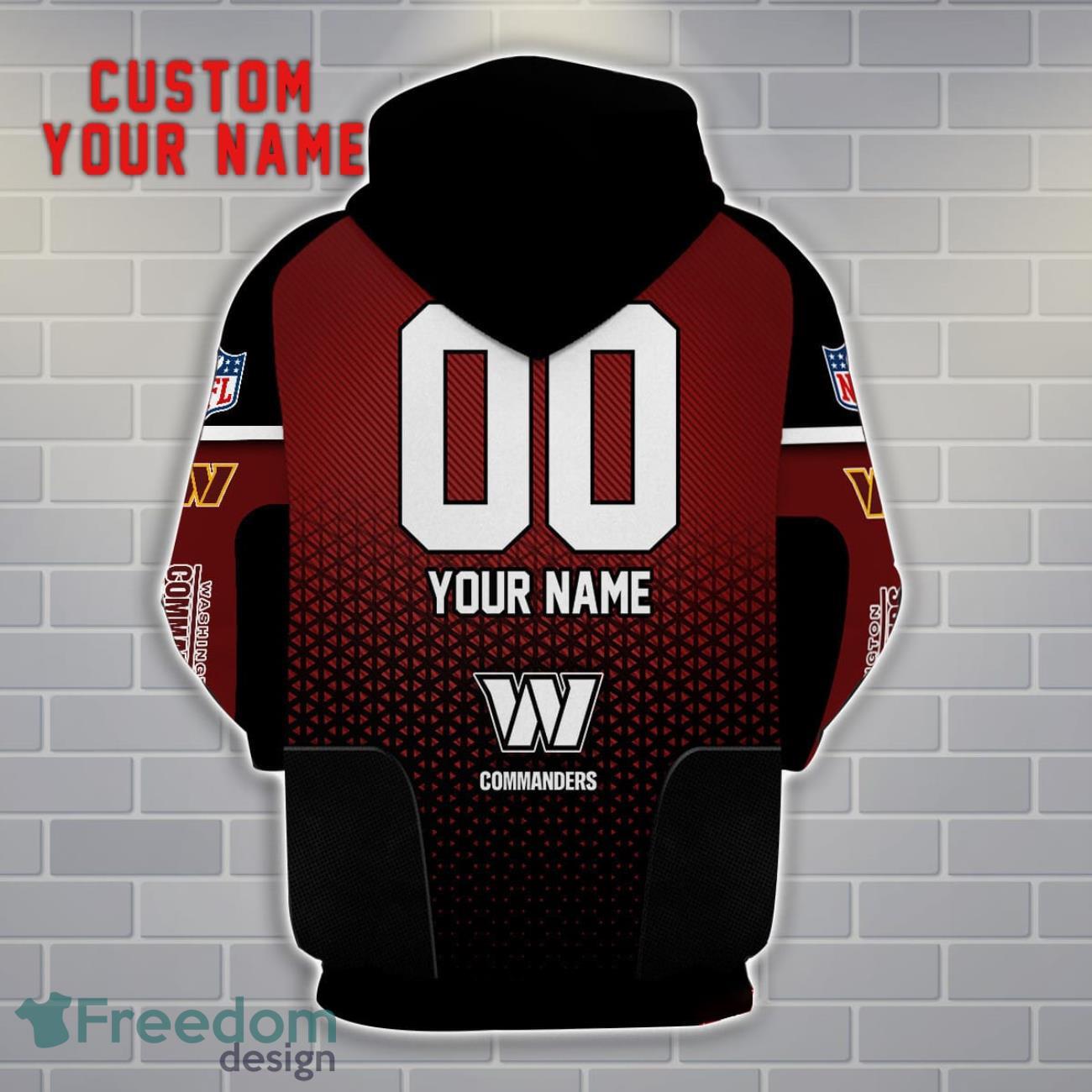 Washington Commanders Personalized Name And Number 3D Hoodie Unisex image Washington Commanders Personalized Name And Number 3D Hoodie Unisex Product Photo 2