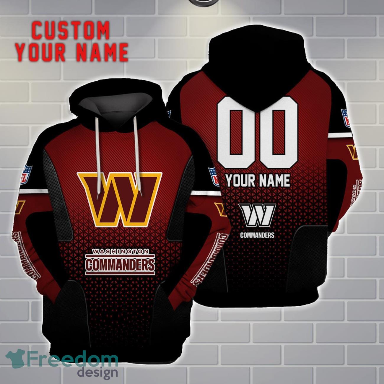 Washington Commanders Personalized Name And Number 3D Hoodie Unisex image Washington Commanders Personalized Name And Number 3D Hoodie Unisex Product Photo 1