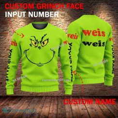 Weis Markets Grinch Face 3D Hoodie, Sweater Green Brand Full Print Custom Number And Name - Brand weis markets Grinch Face 3D Sweater