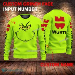 WÜRTH Grinch Face 3D Hoodie, Sweater Green Brand Full Print Custom Number And Name - Brand WÜRTH Grinch Face 3D Sweater