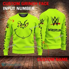 WWE Wrestling Line Grinch Face 3D Hoodie, Sweater Green Brand Full Print Custom Number And Name - Brand WWE Wrestling Line Grinch Face 3D Sweater
