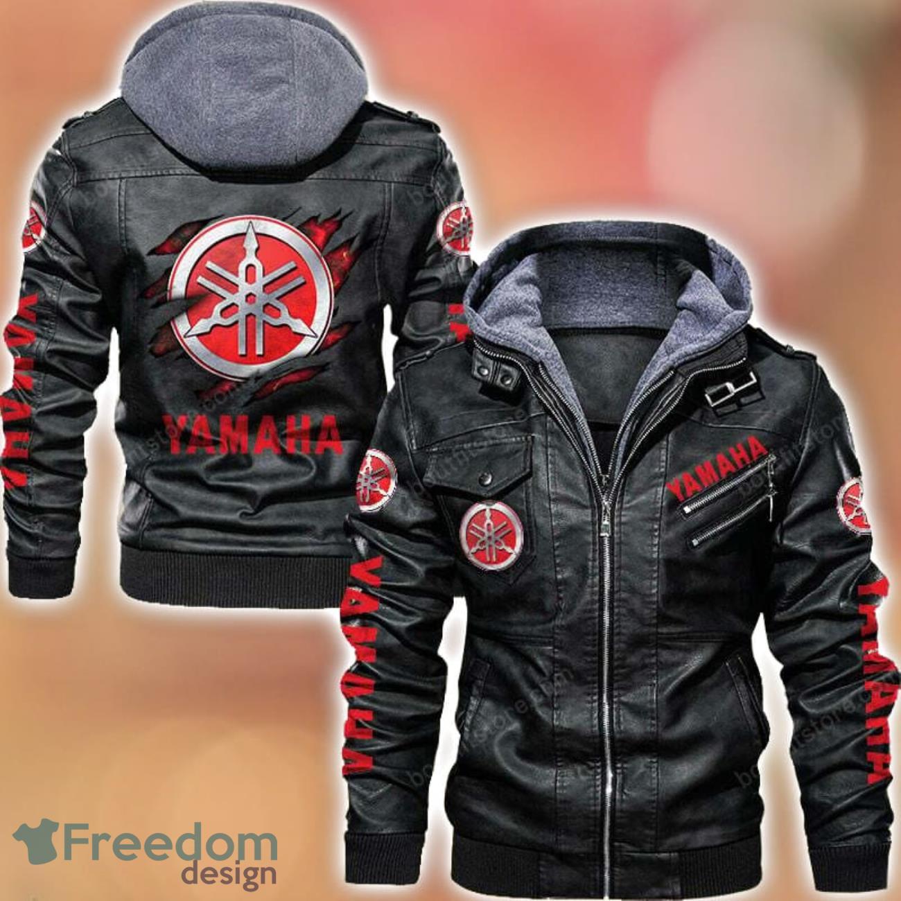 Yamaha 2D Leather Jacket Black Brown Corlor Printing Gift For Men image Yamaha 2D Leather Jacket Black Brown Corlor Printing Gift For Men Product Photo 1