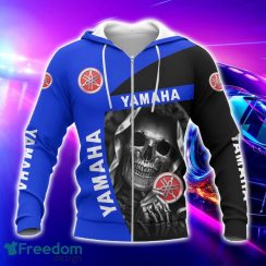 Yamaha Blue All Over Printed Skull T-Shirt Sweatshirt Hoodie Bomber Jacket For Car Lover Product Photo 2