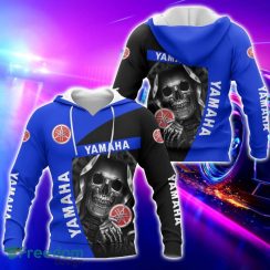 Yamaha Blue All Over Printed Skull T-Shirt Sweatshirt Hoodie Bomber Jacket For Car Lover