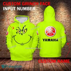 Yamaha Motorcycle Grinch Face 3D Hoodie, Zip Hoodie Green AOP Custom Number And Name