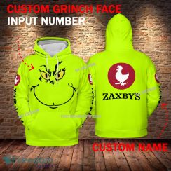 ZAXBY’S Grinch Face 3D Hoodie, Sweater Green Brand Full Print Custom Number And Name