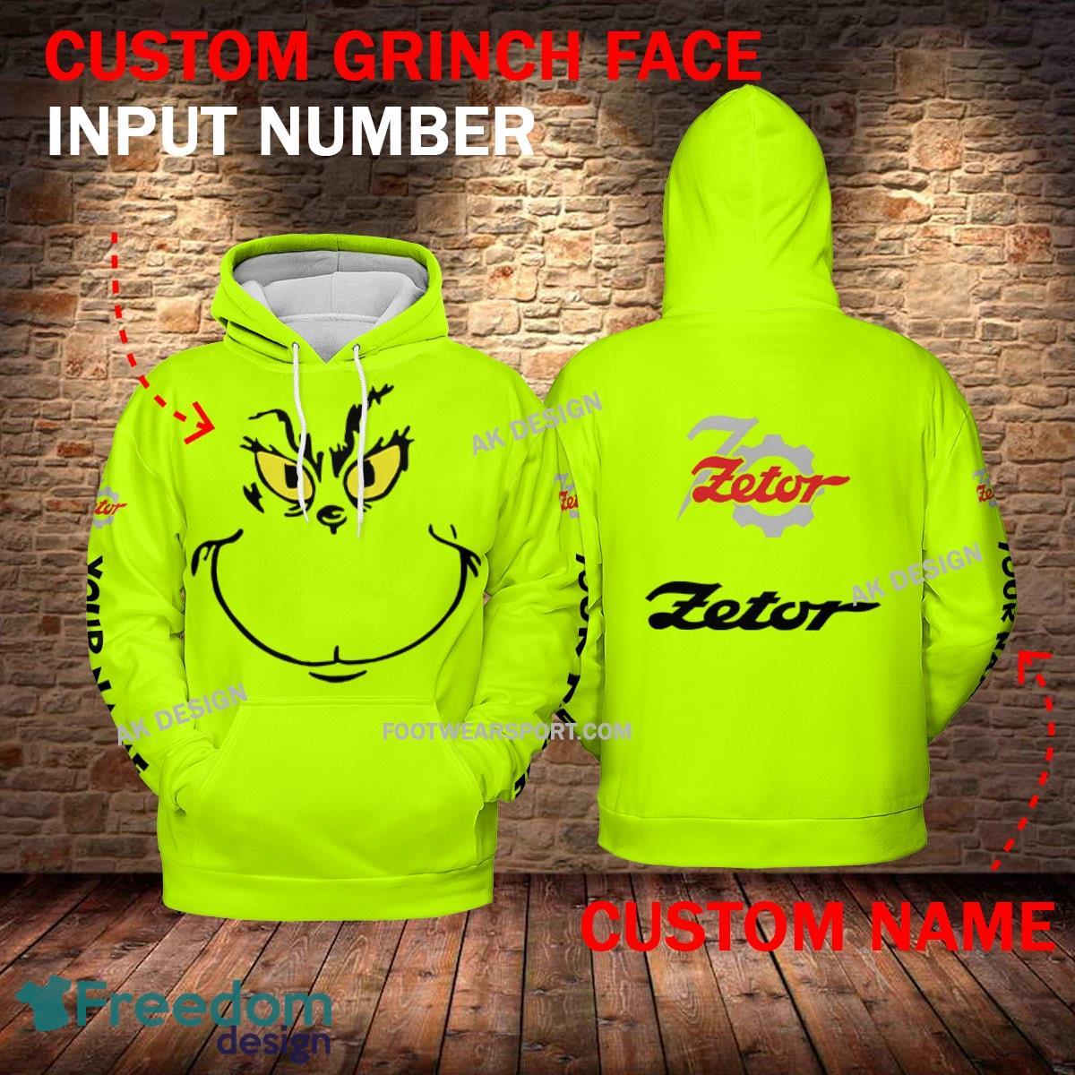 Zetor Tractor Grinch Face 3D Hoodie, Zip Hoodie Green AOP Custom Number And Name image Zetor Tractor Grinch Face 3D Hoodie, Zip Hoodie Green AOP Custom Number And Name - Zetor Tractor Grinch Face 3D Hoodie