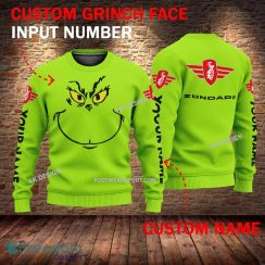 zundapp Motorcycle Grinch Face 3D Hoodie, Zip Hoodie Green AOP Custom Number And Name - zundapp Motorcycle Grinch Face 3D Sweater