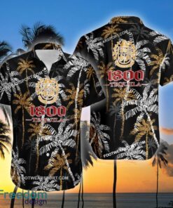 1800 Tequila Wine Brand Coconut Tree Pattern Black Hawaiian Shirt For Men And Women - 1800 Tequila Wine Hawaiian Shirt Black Coconut Tree _2