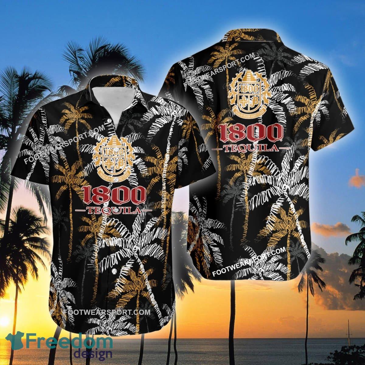 1800 Tequila Wine Brand Coconut Tree Pattern Black Hawaiian Shirt For Men And Women image 1800 Tequila Wine Brand Coconut Tree Pattern Black Hawaiian Shirt For Men And Women - 1800 Tequila Wine Hawaiian Shirt Black Coconut Tree _2