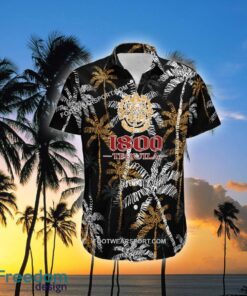 1800 Tequila Wine Brand Coconut Tree Pattern Black Hawaiian Shirt For Men And Women