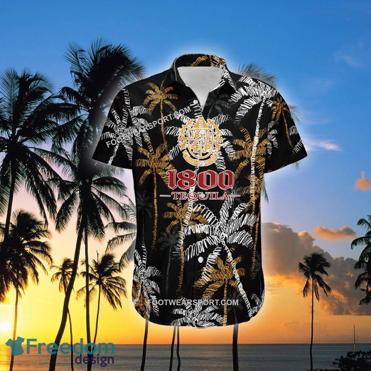 1800 Tequila Wine Brand Coconut Tree Pattern Black Hawaiian Shirt For Men And Women image 1800 Tequila Wine Brand Coconut Tree Pattern Black Hawaiian Shirt For Men And Women - 1800 Tequila Wine Hawaiian Shirt Black Coconut Tree _1