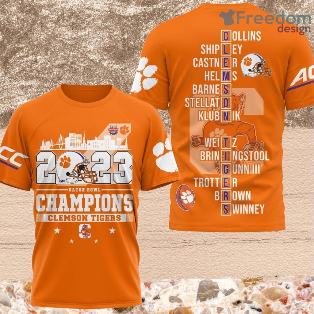 2023 Gator Bowl Champions Clemson Tigers 3D Shirt For Fans image 2023 Gator Bowl Champions Clemson Tigers 3D Shirt For Fans Product Photo 1