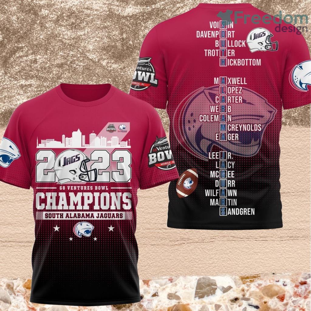 2023 Go Ventures Bowl Champions South Alabama Jaguars 3D Shirt For Fans image 2023 Go Ventures Bowl Champions South Alabama Jaguars 3D Shirt For Fans Product Photo 1