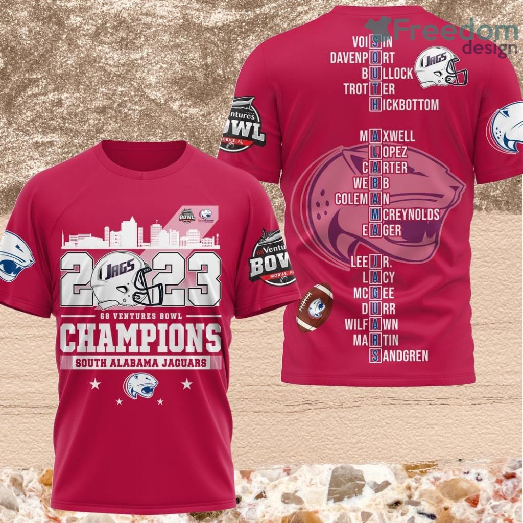 2023 Go Ventures Bowl Champions South Alabama Jaguars 3D Shirt Red For Fans image 2023 Go Ventures Bowl Champions South Alabama Jaguars 3D Shirt Red For Fans Product Photo 1