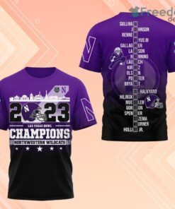 2023 Las Vegas Bowl Champions Northwestern Wildcats 3D Shirt For Fans