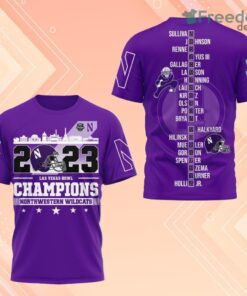 2023 Las Vegas Bowl Champions Northwestern Wildcats 3D Shirt Purple For Fans