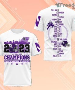 2023 Las Vegas Bowl Champions Northwestern Wildcats 3D Shirt White For Fans