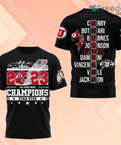 2023 Las Vegas Bowl Champions Utah Utes 3D Shirt Black For Fans
