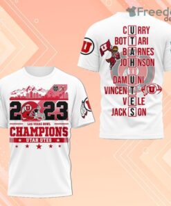 2023 Las Vegas Bowl Champions Utah Utes 3D Shirt White For Fans