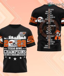 2023 Texas Bowl Champions Oklahoma State Cowboys 3D Shirt Black For Fans
