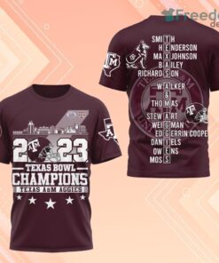 2023 Texas Bowl Champions Texas A&M Aggies 3D Shirt For Fans