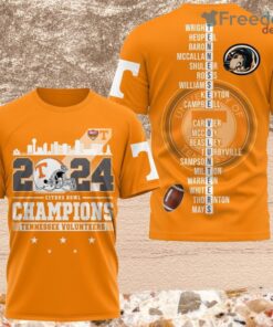 2024 Citrus Bowl Champions Tennessee Volunteers 3D Shirt Yellow For Fans