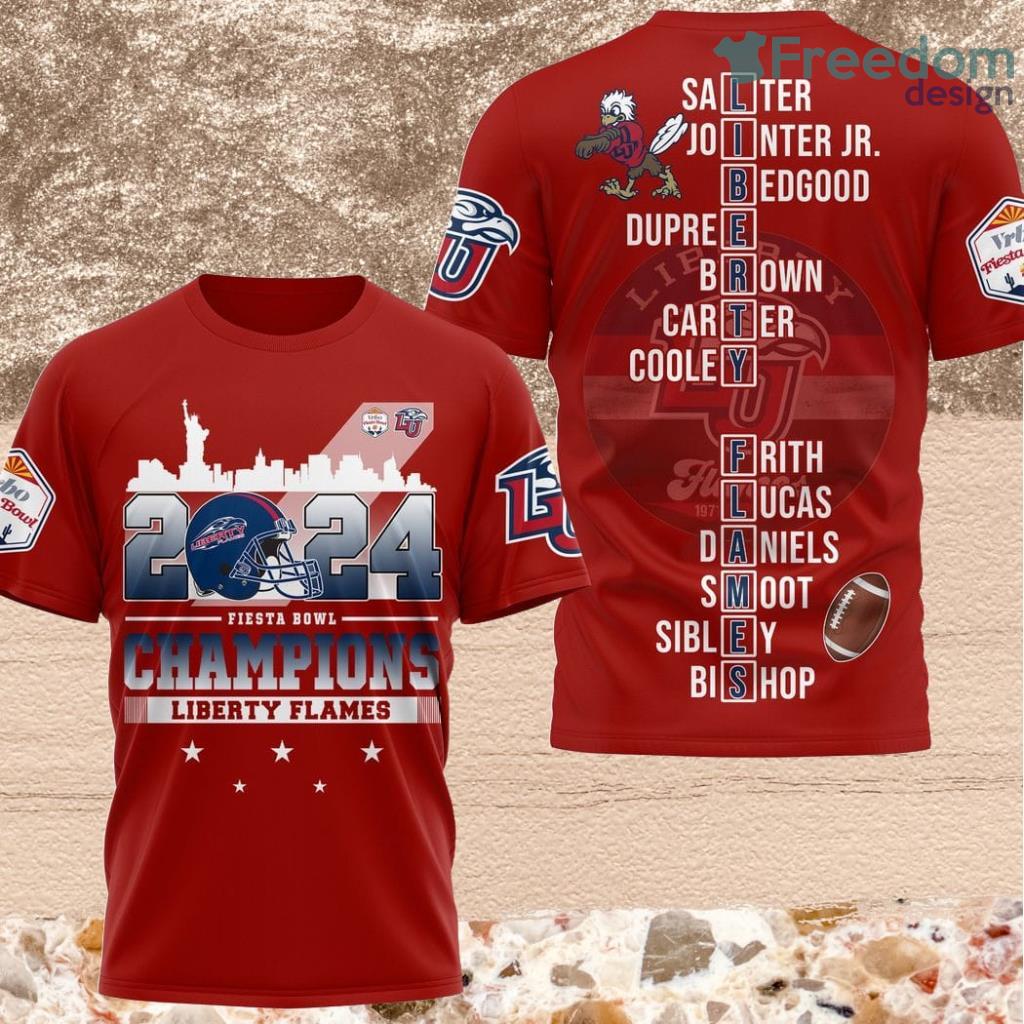 2024 Fiesta Bowl Champions Liberty Flames 3D Shirt For Fans image 2024 Fiesta Bowl Champions Liberty Flames 3D Shirt For Fans Product Photo 1