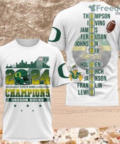 2024 Fiesta Bowl Champions Oregon Ducks 3D Shirt White For Fans