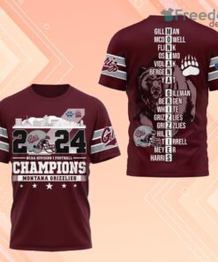 2024 NCAA Division I Football Champions Montana Grizzlies 3D Shirt For Fans