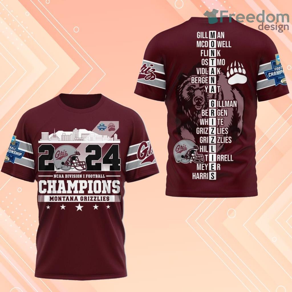 2024 NCAA Division I Football Champions Montana Grizzlies 3D Shirt For Fans image 2024 NCAA Division I Football Champions Montana Grizzlies 3D Shirt For Fans Product Photo 1
