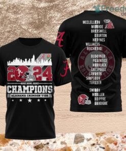 2024 Rose Bowl Game Champions Alabama Crimson Tide 3D Shirt Black For Fans