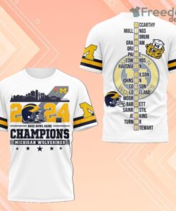 2024 Rose Bowl Game Champions Michigan Wolverines 3D Shirt White For Fans