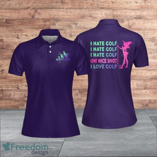 Addicted I Hate Golf Gradient Custom Halloween Golf For Women Polo Shirt Product Photo 1