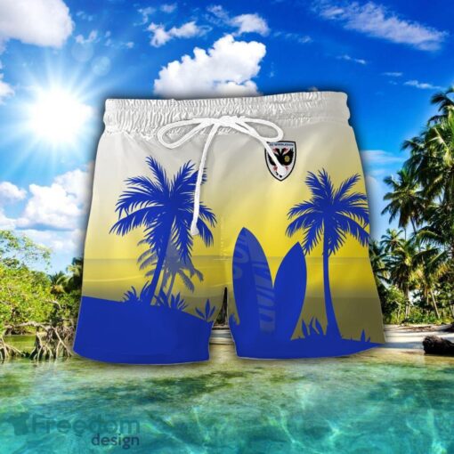 AFC Wimbledon Combo Hawaiian Shirt And Shorts Surfboards Coconut Custom Name For Fans Product Photo 2