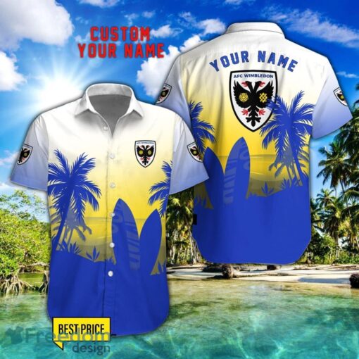 AFC Wimbledon Combo Hawaiian Shirt And Shorts Surfboards Coconut Custom Name For Fans Product Photo 1