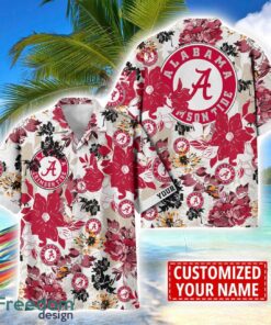 Alabama Crimson Tide Aloha 3D Hawaiian Shirt Flower Sport Team Beach Shirt Custom Name