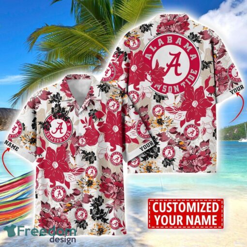 Alabama Crimson Tide Aloha 3D Hawaiian Shirt Flower Sport Team Beach Shirt Custom Name Product Photo 1