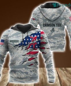 Alabama Crimson Tide Custom Name Camo Grey U.S. Air Force ABU Hoodie 3D All Over Print Perfect Gift